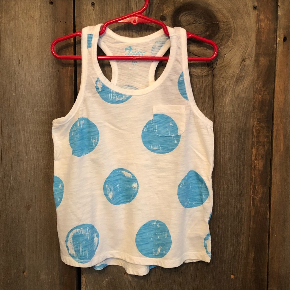2013 Old Navy White Blue Dot Racerback Tank Top Size Small 6 7 Girls
